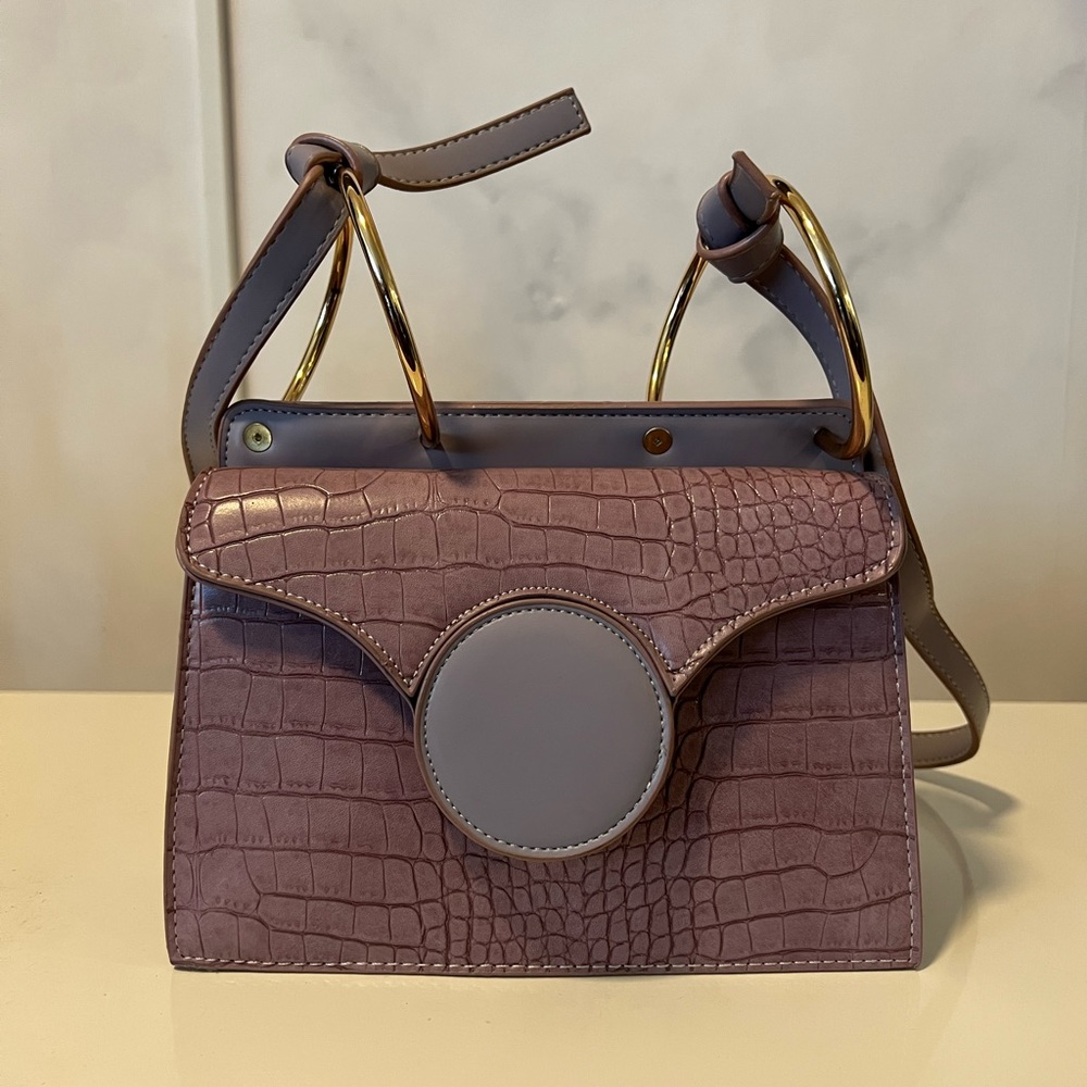Faux Croc Crossbody Bag